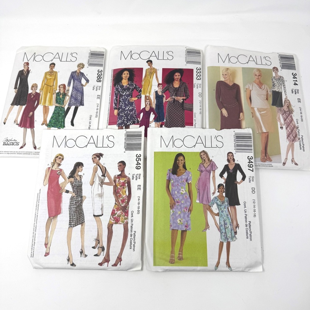 Lot of 5 McCall's Sewing Patterns‎ 3388 3333 3414 3549 3497 Women's Dresses Tops